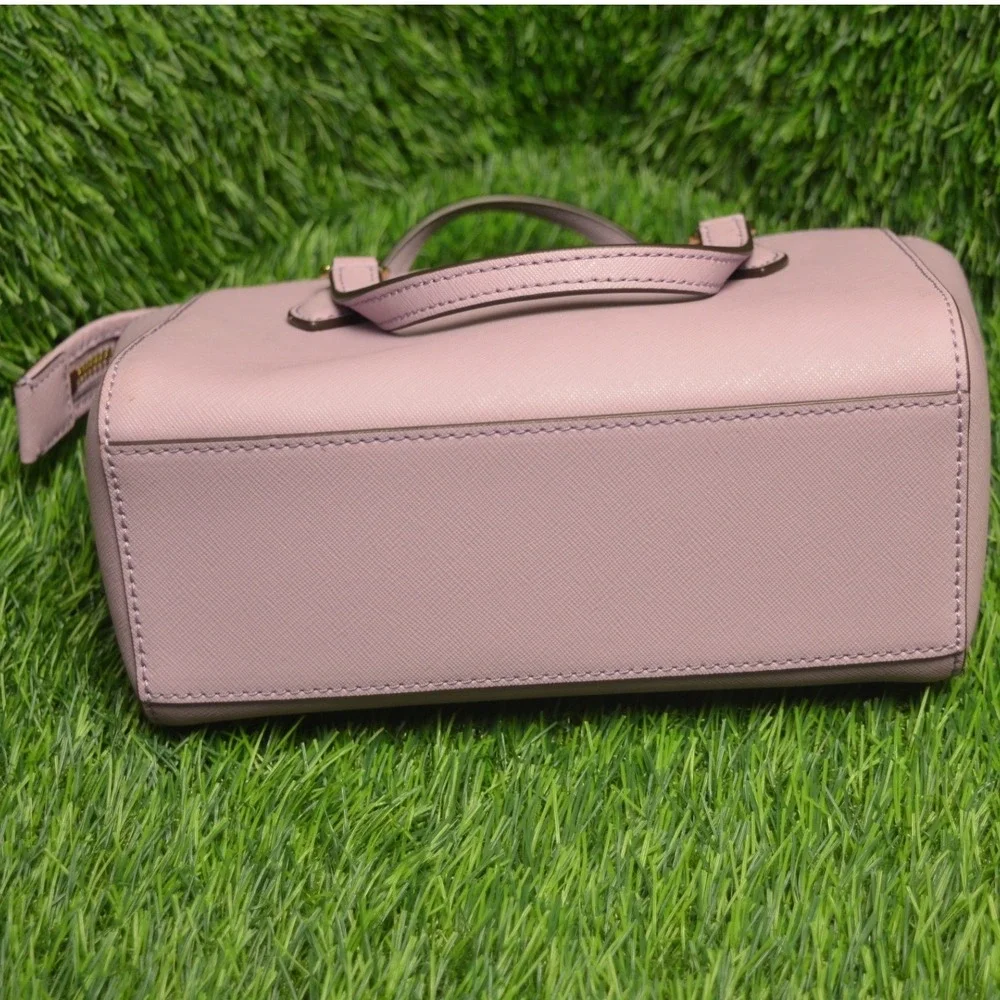 Tory Burch Emerson Mini Zip Tote Saffiano Leather Pink Lavender Crossbody Bag